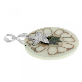 Colgante beige con flor Plata de Ley 925 - Karissma 2