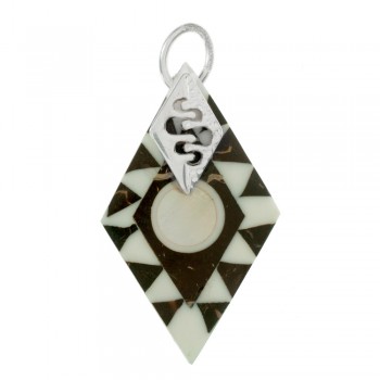 Colgante rombo de nácar & coco Plata de Ley 925 - Karissma