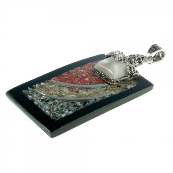 Colgante rectángulo ojo de gato Plata de Ley 925 - Karissma