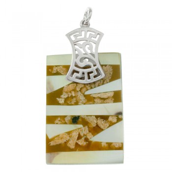 Colgante rectángulo nácar & resina Plata de Ley 925 - Karissma