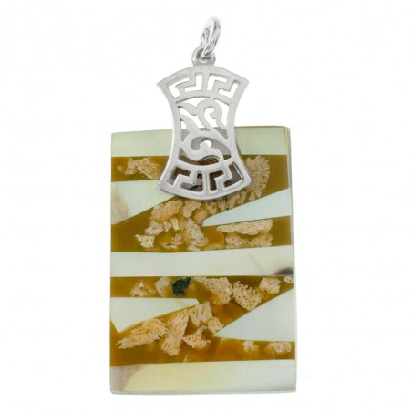 Colgante rectángulo nácar & resina Plata de Ley 925 - Karissma