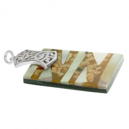 Colgante rectángulo nácar & resina Plata de Ley 925 - Karissma