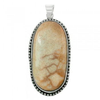 Colgante óvalo de coral blanco Plata de Ley 925 - Karissma