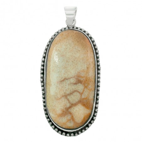 Colgante óvalo de coral blanco Plata de Ley 925 - Karissma