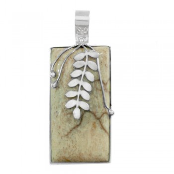 Colgante rectángulo de coral blanco Plata de Ley 925 - Karissma