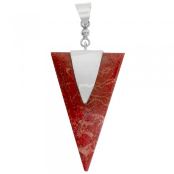 Colgante triángulo de coral y Plata de Ley 925 - Karissma