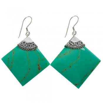 Pendientes turquesa reconstituida rombo Plata de Ley 925 - Karissma