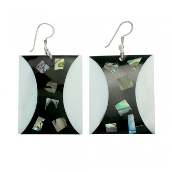 Pendientes rectángulo nácar & resina Plata de Ley 925 - Karissma