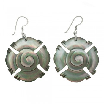 Pendientes rectángulo nácar & resina diagonal Plata de Ley 925 - Karissma