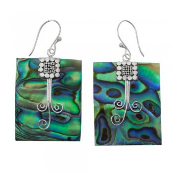 Pendientes rectángulo nácar mexicano Plata de Ley 925 - Karissma