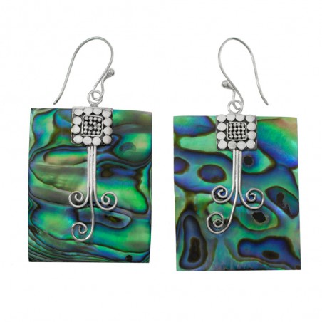 Pendientes rectángulo nácar mexicano Plata de Ley 925 - Karissma