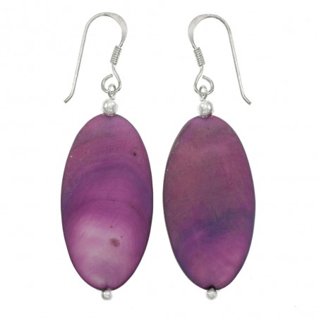 Pendientes óvalo nácar tintado morado Plata de Ley 925 - Karissma