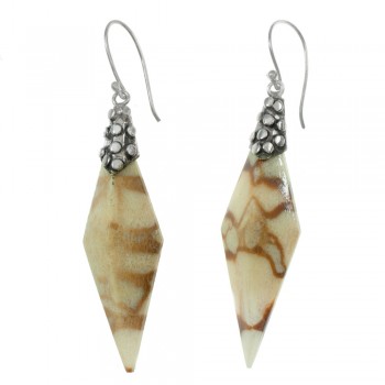 Pendientes rombo de coral blanco Plata de Ley - Karissma