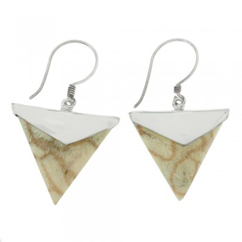 Pendientes triángulo coral blanco Plata de Ley - Karissma