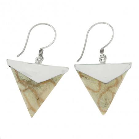 Pendientes triángulo coral blanco Plata de Ley - Karissma