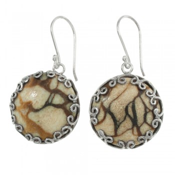 Pendientes coral blanco espirales Plata de Ley - Karissma