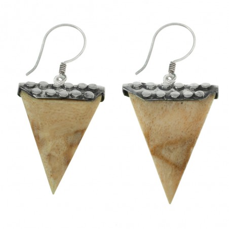 Pendientes coral blanco triángulo Plata de Ley - Karissma