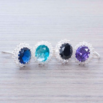 Anillo con circonia oval Plata de Ley 925