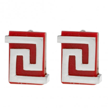 Pendientes resina roja y greca Plata de Ley - Karissma