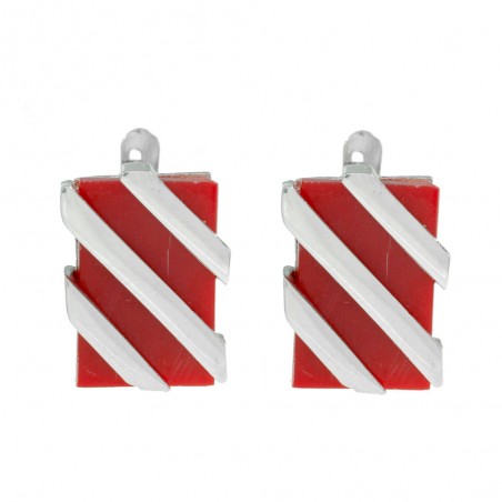 Pendientes resina roja y diagonales Plata de Ley - Karissma