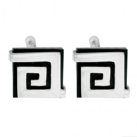 Pendientes cuadrados resina y greca Plata de Ley - Karissma