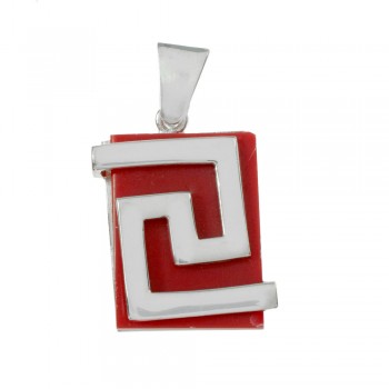 Colgante resina roja con greca Plata de Ley - Karissma