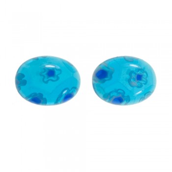 Pendientes óvalo de cristal Murano Plata de Ley - Karissma