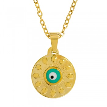 Collar ojo turco esmaltado de acero dorado - Karissma