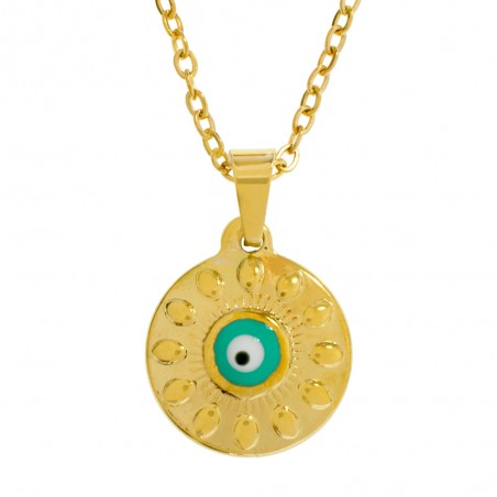 Collar ojo turco esmaltado de acero dorado - Karissma