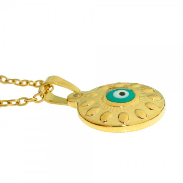 Collar ojo turco esmaltado de acero dorado - Karissma