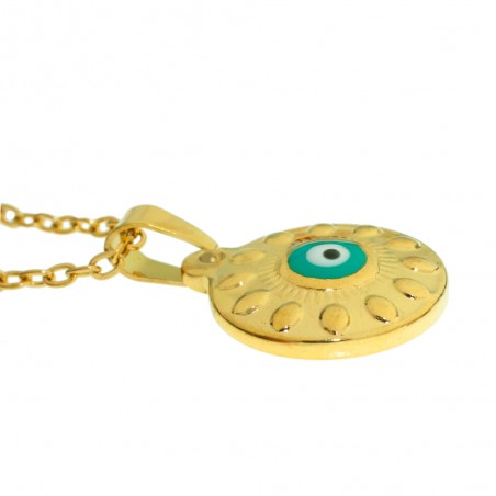 Collar ojo turco esmaltado de acero dorado - Karissma