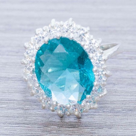 Anillo con circonia oval Plata de Ley 925