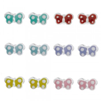 Pendientes mariposa esmaltada niña Plata de Ley - Karissma
