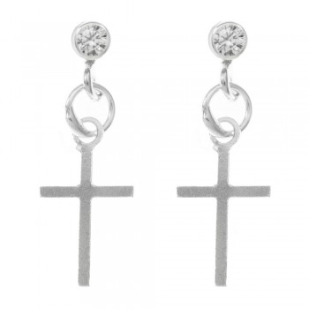 Pendientes circonita & cruz Plata de Ley - Karissma