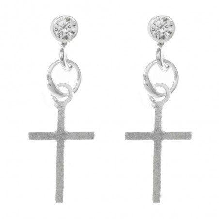 Pendientes circonita & cruz Plata de Ley - Karissma