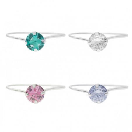 Anillo V con circonita Plata de Ley - Karissma