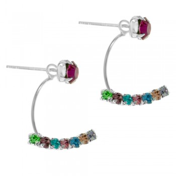 Pendientes chaqueta circonitas color Plata de Ley - Karissma