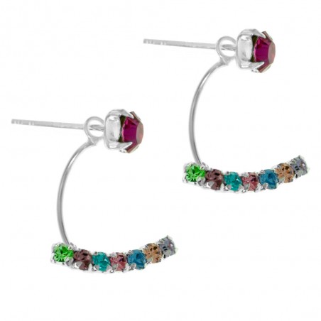 Pendientes chaqueta circonitas color Plata de Ley - Karissma