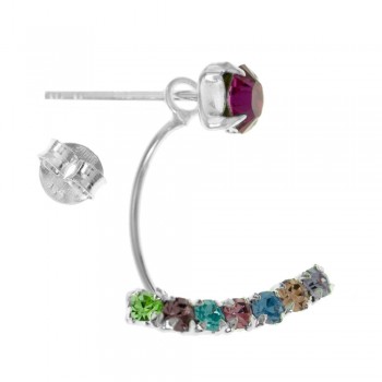 Pendientes chaqueta circonitas color Plata de Ley - Karissma 2