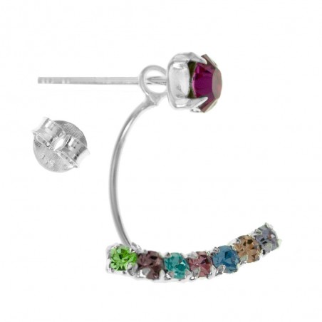 Pendientes chaqueta circonitas color Plata de Ley - Karissma