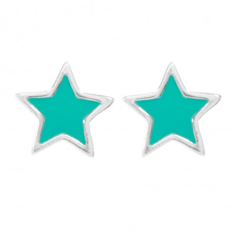 Pendientes estrella esmalte turquesa Plata de Ley - Karissma