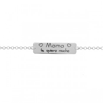 Pulsera chapa Mamá Te Quiero Mucho Plata de Ley - Karissma