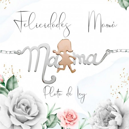 Collar mamá con niña Plata de Ley 925