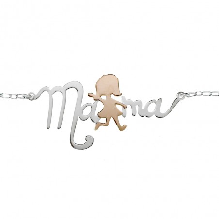 Collar mamá con niña Plata de Ley 925