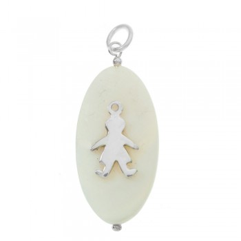 Colgante oval niño nácar Plata de Ley - Karissma