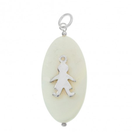 Colgante oval niño nácar Plata de Ley - Karissma