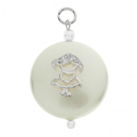 Colgante redondo niña símil nácar Plata de Ley - Karissma