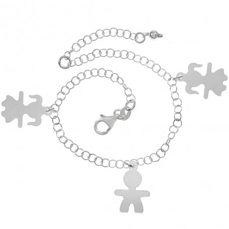 Pulsera dos niñas y un niño Plata de Ley - Karissma