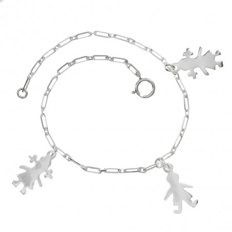 Pulsera dos niñas y un niño Plata de Ley 925 - Karissma