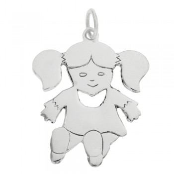 Colgante niña con coletas Plata de Ley 925